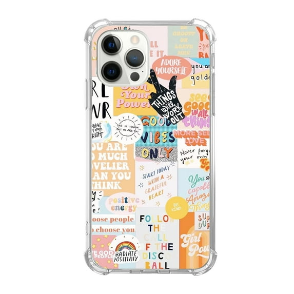 Inspirational Quote Collage Case Compatible with iPhone 14 Pro Max,Unique Art Design TPU Bumper Cover Case
