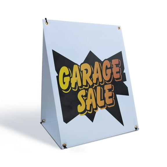 Garage Sale Sidewalk Sign 18 Inch x 24 Inch A-Frame Images On Both Sides | Local Bargains, Neighborhood Events, Bold Signage | Made in USA
