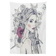 thumbnail image 3 of Ambesonne Floral Tablecloth Rectangular Table Cover, Butterfly Woman Portrait, 60"x90", Pearl and White, 3 of 4