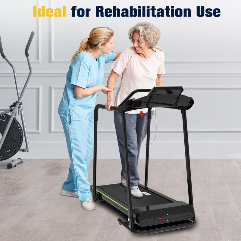 Rellysport Senior Treadmill for Elderly, 300 lbs Capacity Walking Treadmill with Long Side Handrails & Front Handrails