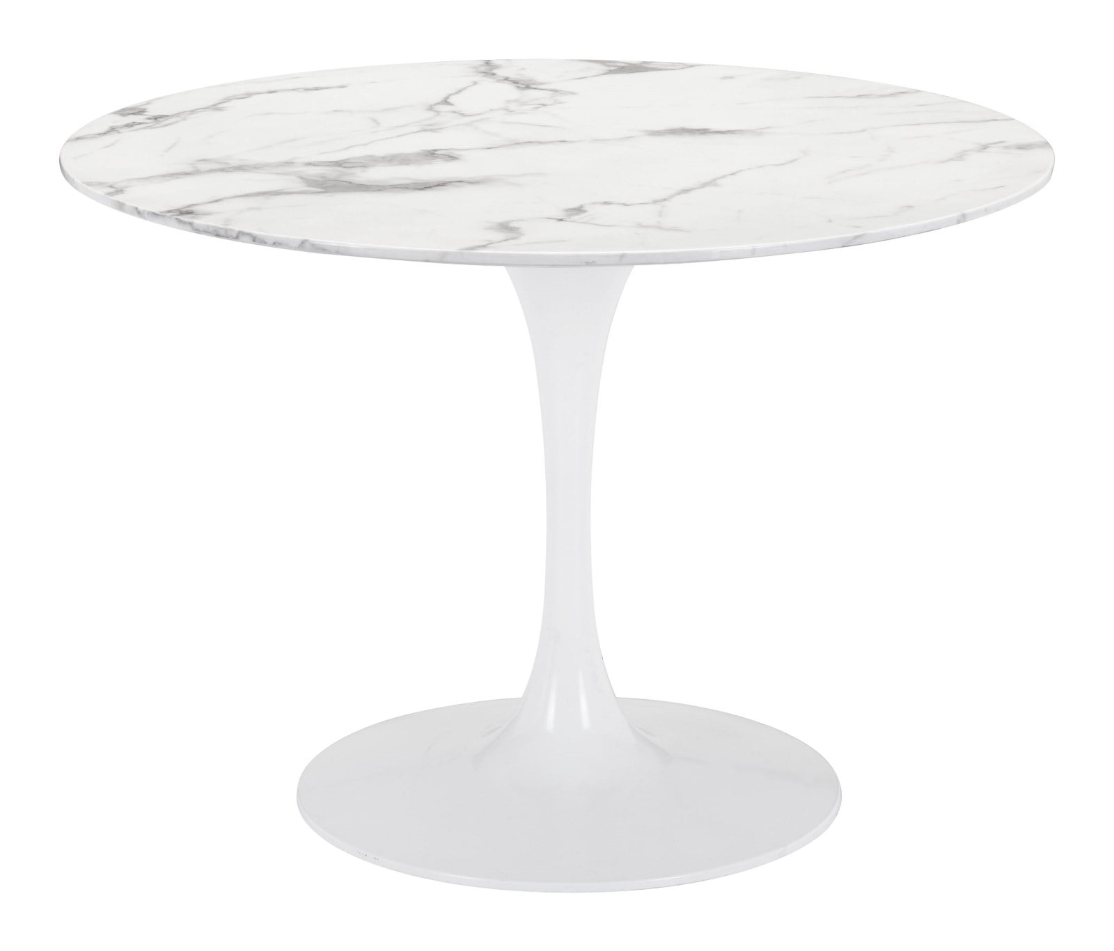 Modern Contemporary Round Dining Table, White, Faux Marble ...