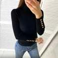 thumbnail image 5 of Womens Sweaters Fall Sweaters for Women Women's Stylish Slim Fit Solid Color Crew Neck Button Down Pullover Sweater, 5 of 7