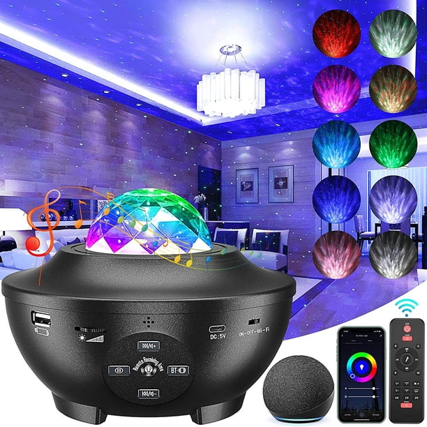 Proyector de cielo estrellado, lámpara de estrella, proyector de galaxia, lámpara de proyector estrellada planetario LED, luz nocturna para niños con control de voz/Bluetooth/temporizador/Wifi para de
