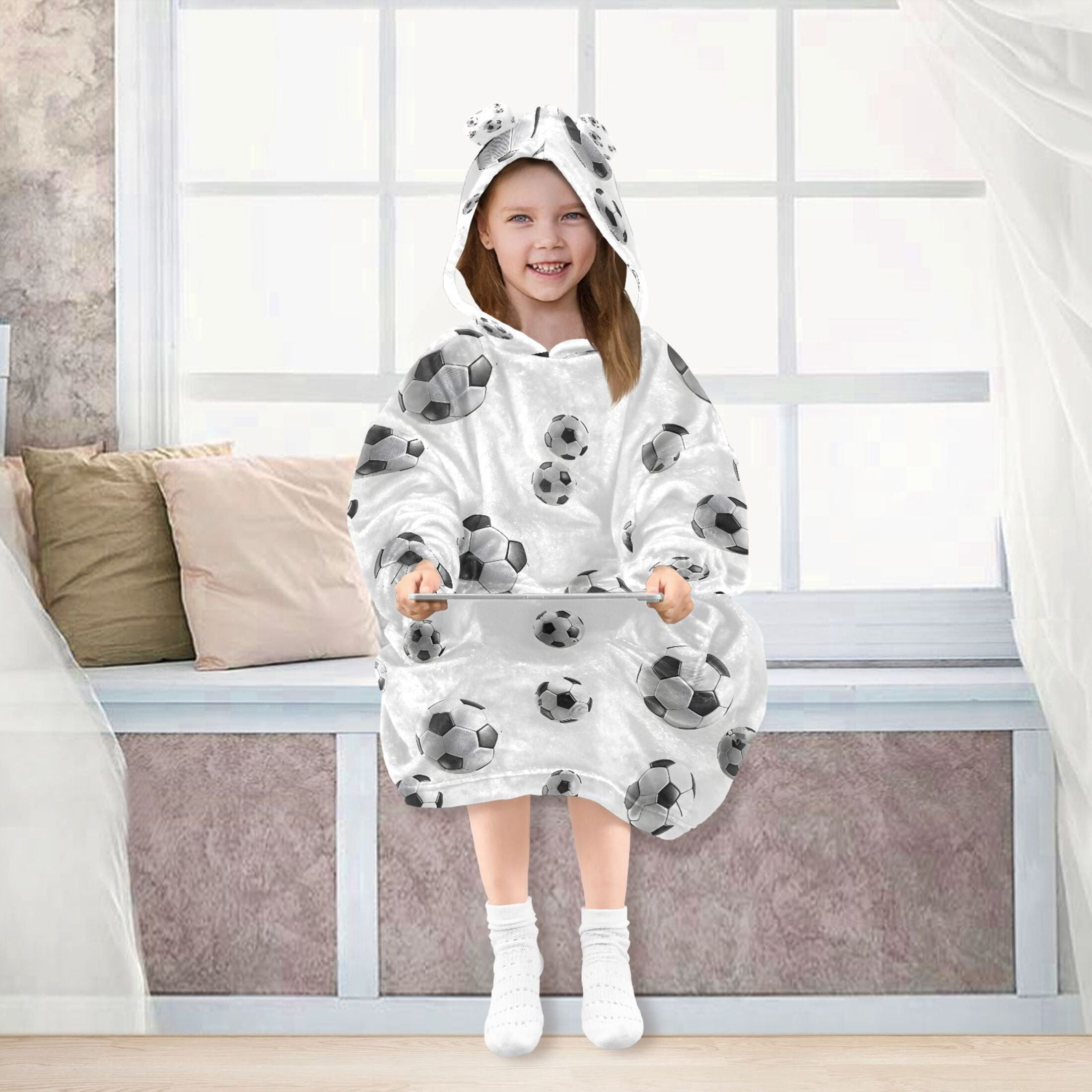 joogoo Blanket Hoodie for Soccer Football Oversize Sweatshirt 3-14 YR L
