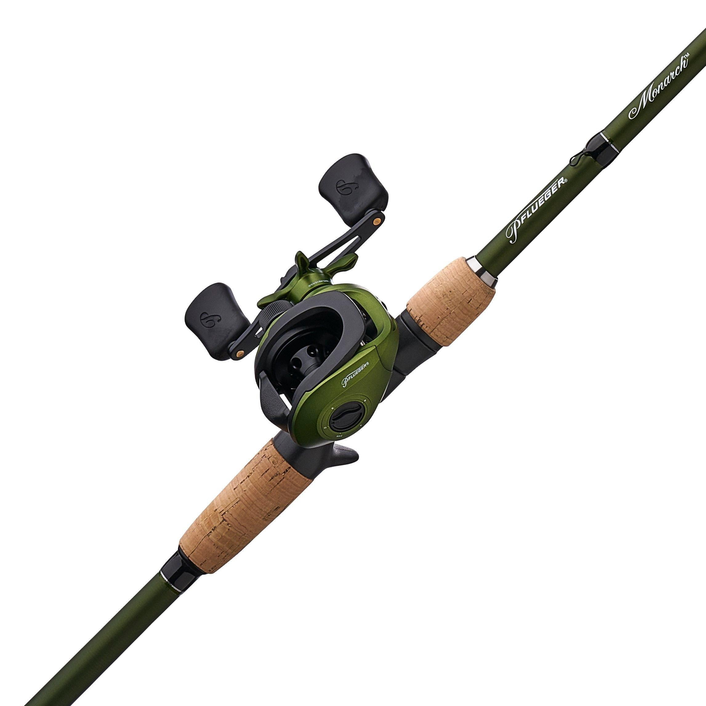 Pflueger Monarch Baitcast Fishing Combo, 7' Medium Heavy Rod, Left-Handed Reel