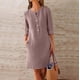 thumbnail image 1 of mfyjkho Vestidos de verano para mujer, Vestido de mujer de moda con cuello redondo, suelto, de media manga, liso, hasta la rodilla Vestidos de fiesta para mujer l, 1 of 5