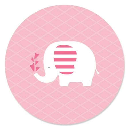 Pink Elephant Girl Baby Shower Or Birthday Party Circle Sticker Pink Elephant Girl Baby Shower Or Birthday Party Circle Sticker