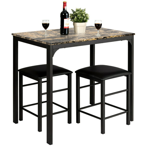 Dining Set Faux Marble Table, Bar Height Dining Table And Chairs Set
