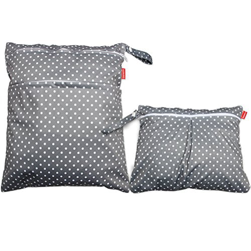 Clothes Small, Gray Dots Damero Travel Wet and Dry Bag with Handle for Cloth Diaper Pumping Parts Easy to Grab and Go Swimsuit and More 