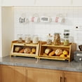 thumbnail image 7 of Bamboohomie Bamboo Bread Box for Homemade Bread, Kitchen Countertop Storage with Transparent Door Panel, Farmhouse Organizer, Natural, 7 of 7
