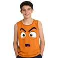 thumbnail image 4 of Boys Funny Face Tank Top Sleeveless Crewneck Kids Cartoon Character Shirt Orange Summer Soft Polyester Spandex Casual Tops,Size 10 T, 4 of 6