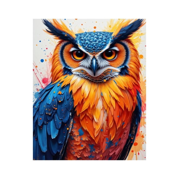 Paint By Numbers Kit for Adults Beginner - DIY Bright Colorful Owl Art Feathers Canvas Painting Kits for Adults, Frameless Paint By Number for Adults for Home Wall Decor 16x20 Inch