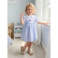 thumbnail image 5 of BemeyourBBs Toddler Baby Girls 4th of July Dress Outfit Patriot Independent Day Dress Summer Clothes American Flag Bow Embroidery Short Sleeve Doll Collar Striped Dress Baby Fourth of July Outfit, 5 of 9