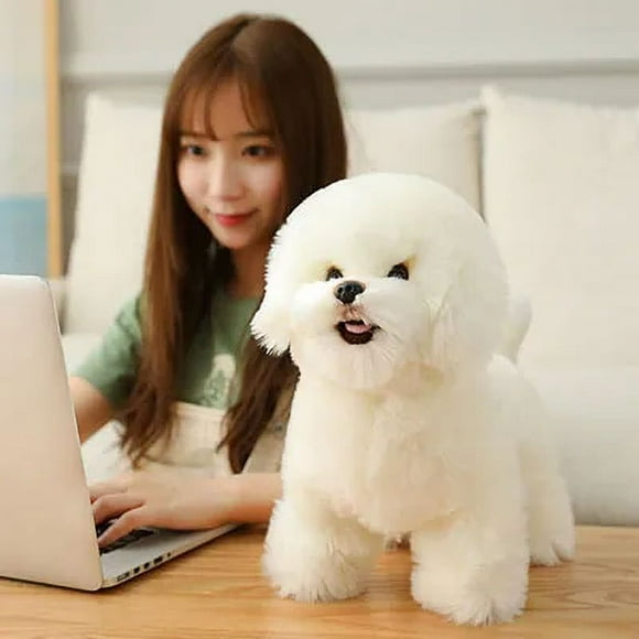 Cute and realistic Bichon Frise plush toy small simulation dog animal doll girl home decoration children creative Exqui Christmas gift W220402