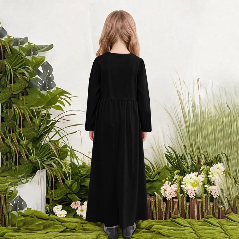 Posijego Girls Maxi Dress with Pockets Big Girls Crew Neck Long Sleeve Spring Casual Solid Color Dresses, Girl's, Size: 9-10 Years, Black Posijego Girls Maxi Dress with Pockets Big Girls Crew Neck Long Sleeve Spring Casual Solid Color Dresses, Girl's, Size: 9-10 Years, Black
