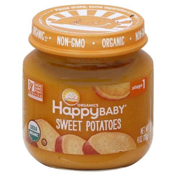 (6 Jars) Happy Baby Clearly Crafted Organic Stage 1 Sweet Potatoes, 4oz
