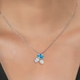 thumbnail image 3 of 925 Silver and 10K Yellow Gold Swiss Blue Topaz White Topaz and White Moissanite Pendant Necklace for Women (3.00 Cttw, Oval 8X6MM, 7X5MM and 6X4MM, Gemstone November Birthstone, with 18 inch Chain), 3 of 4