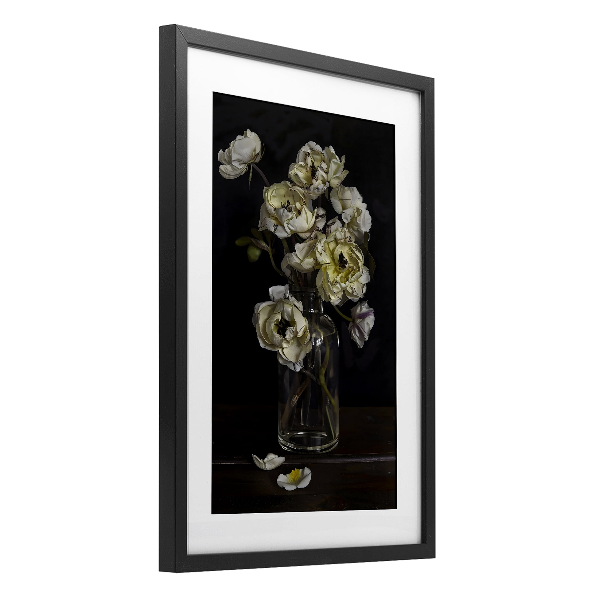 Stupell Industries Elegant Arrangement of Cream Blossoms Black Framed Print Under Glass, design by Creative Studio