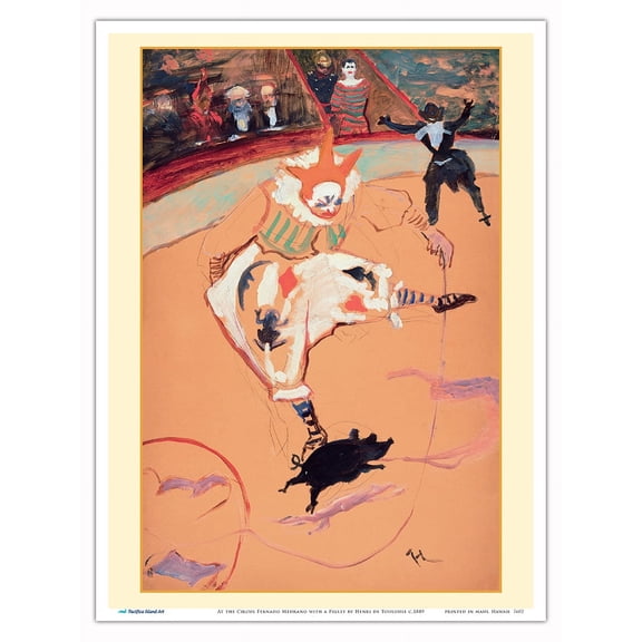 At the Circus Fernando Medrano with a Piglet - From an Original Color Drawing by Henri de Toulouse Lautrec c.1889 - Master Art Print (Unframed) 9in x 12in