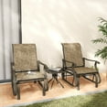 thumbnail image 2 of Outsunny 3PCs Glider Rocking Chairs with Table for Patio Garden Brown, 2 of 10
