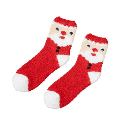 

Super Cute Warm Plush Soft Print Women s Christmas Ear Socks Socks Winter Socks Socks Red_003 One Size