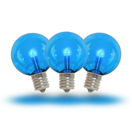 

Novelty Lights 25 Pack G30 LED Outdoor String Light Patio Globe Replacement Bulbs Blue 3 LED s Per Bulb Energy Efficient