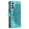 thumbnail image 6 of Allytech Wallet Case for Samsung Galaxy S24 Plus with Card Slots, Embossed Pattern PU Leather Zipper Pocket Kickstand Cover, Shockproof Magnetic Clasp Case with Wrist Strap - Green, 6 of 10