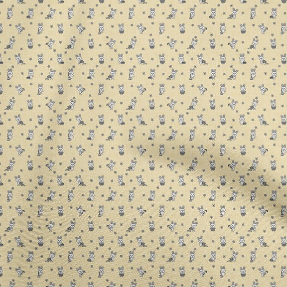 oneOone Cotton Silk Yellow Fabric Kids Animal Fabric For Sewing Printed Craft Fabric By The Yard 42 Inch Wide