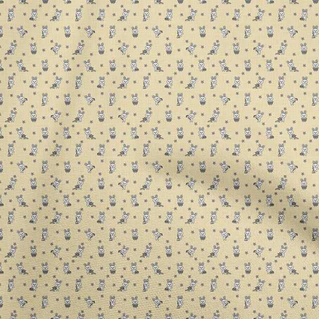 oneOone Cotton Poplin Yellow Fabric Kids Animal Craft Projects Decor Fabric Printed By The Yard 56 Inch Wide