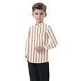 thumbnail image 4 of Oxford Dress Shirts for Boys Striped Long Sleeve Collared Button Up Shirt with Chest Pocket School Uniform (3-4 Years, Khaki), 4 of 6