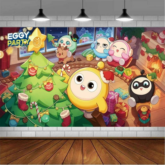 Eggy Backdrop Banner Party Supplies Poster Movie Theme Background for Photography Birthday Decorations