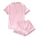 thumbnail image 5 of Pijama de satén sedoso a rayas para mujer, camiseta de manga corta con pantalones cortos, conjunto de pijama, camisa con botones, ropa de dormir sedosa, 5 of 5