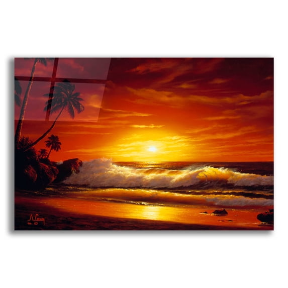 Epic Art 'Fiery Waves' by Anthony Casay, Acrylic Glass Wall Art, 24"x16"