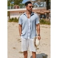 thumbnail image 3 of COOFANDY Mens Button Down Short Sleeve Shirt Linen Cotton No Wrinkle Shirts, 3 of 5