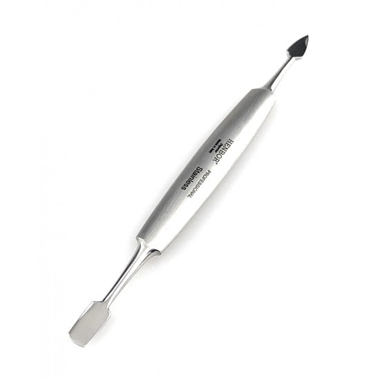HENBOR Stainless Steel Combination Cuticle Pusher and Nail Cleaner Professional Manicure Pedicure tool 12cm Handcrafted in Italy