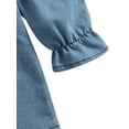 thumbnail image 6 of Seyurigaoka Girl’s Solid Color Ruffles Single-breasted Long Sleeve Denim Dress, 6 of 7