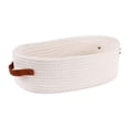 thumbnail image 4 of Cesta de tela de algodón con asas, cesta de almacenamiento, contenedor organizador de baño para el hogar Blanco, 4 of 9