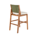 thumbnail image 6 of Tcbosik Set of 2 Outdoor Acacia Wood Bar Stools with Cushions, Counter Height Chair with Wicker Back for Patio, Garden, Poolside, Balcony, Cream & Green, 6 of 8