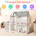 thumbnail image 4 of Infans Dollhouse Bookcase 2-Tier Wooden Multi-Purpose w/ Toy Space Gift for Kid’s Room, 4 of 7