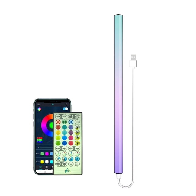 Lampe sur Pied LED Intelligente Bluetooth RVB, Conception en Forme d'Éventail de 15,75 Po, Mode Synchronisation Musicale, Contrôle via Application et Télécommande, 16 Millions de Couleurs, Alimentée par USB
