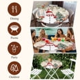 thumbnail image 7 of Beige Christmas Round Tablecloth, Fitted Table Cover with Elastic for 36"-44" Round Tables, Snowman Xmas Tree Poinsettia Eucalyptus Table Cloth Outdoor Indoor Dinning Party Waterproof Tablecloths, 7 of 7