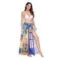 thumbnail image 2 of FORMRS Womens Long Sarong Beach Wrap Semi-Sheer Bikini Skirt Bathing Swimsuit Cover Up, Blue Window, 2 of 7