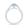 thumbnail image 2 of ANGARA Natural Cushion Aquamarine Ring with Floral Halo in 14K White Gold for Women (Size-6mm) | March Birthstone, Birthday, Anniversary, Jewelry Gift for Women | Natural Aquamarine Ring, 2 of 9