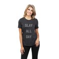 thumbnail image 2 of Thread Tank Slay All Day Women's Relaxed Crewneck T-Shirt Tee Charcoal 2X-Large, 2 of 4