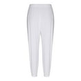 thumbnail image 6 of Women's Cotton Linen Plus Size Capri Pants Elastic High Waist with Pocket Solid Summer Loungewear Pants 2025 White 02,S, 6 of 7