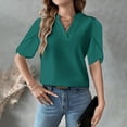 thumbnail image 4 of Perfectbot Womens Dressy Casual Shirts V Neck Short Sleeve Top Bussiness Office Chiffon Blouse, 4 of 7