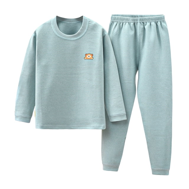Sunnyoo Pyjamas pour Garçons Vêtements de Nuit Imprimés Ours Rayé T-Shirt Col Rond Pantalon Ensemble de Pyjamas