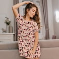 thumbnail image 3 of Zufioo Dachshund Couple Print Women's Nightgown, Round Neck Short-sleeved Pajamas, Home Wear Suitable for Home and Outing, 3 of 6