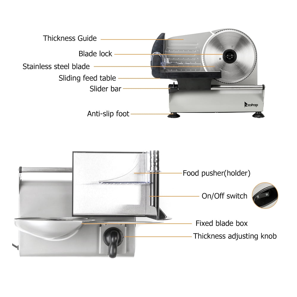 Lowestbest Food Slicers and Choppers, Semi-automatic Gear Cutter Vegetable  Slicer, Electric Meat Slicer, Features Precision Thickness Control and  Tilted Food Carriage 