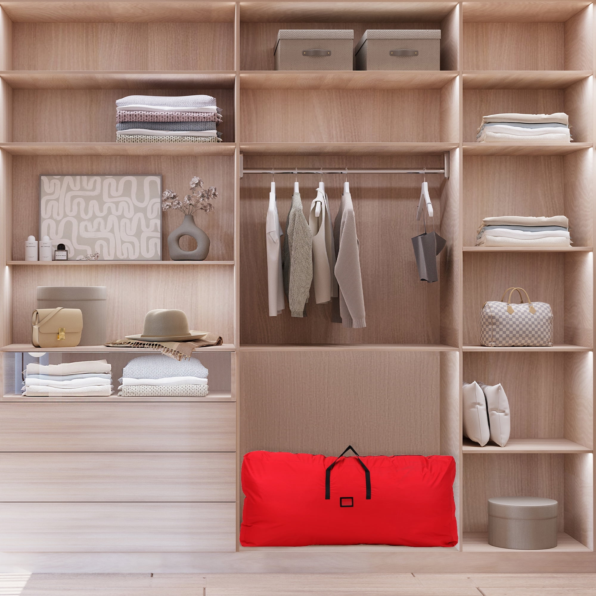 Unique Bargains 1 Pack Clothes Storage Bags Moving Bags Red 65*15*30in